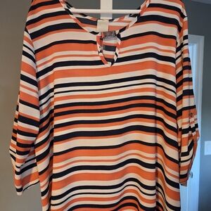 Striped Orange and Black Women's Top